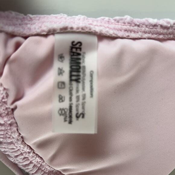 Seamolly Baby Pink Size XS Bathing Suit Textured Bikini Shell Detail Triangle - Picture 7 of 16